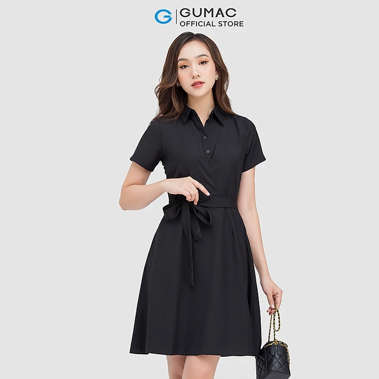 Đầm dáng xòe GUMAC DC05012 sơ mi đắp chéo